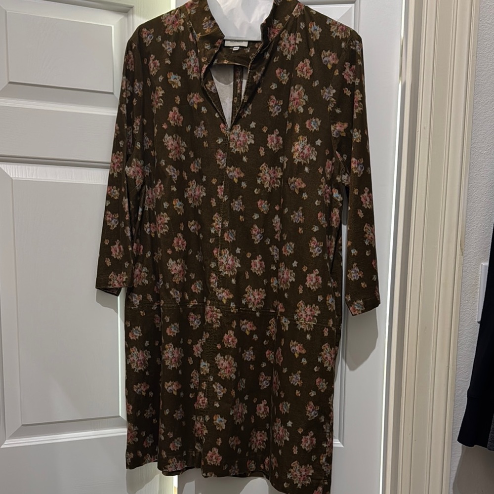 Floral Brown Corduroy Dress